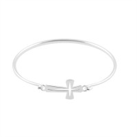 Bracelet Silver Plated Sideway Cutout Flare Cross