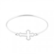 Bracelet Silver Plated Sideway Cutout Flare Cross