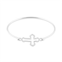 Bracelet Silver Plated Sideway Cutout Flare Cross