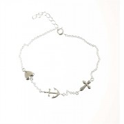 2pk -Bracelet Hrt/anchor/Cross F/h/l Silver Plated 7.5 Inches +1 Inches - (Pack of 2) 2pk -Bracelet Hrt/anchor/Cross F/h/l Silver Plated 7.5 Inches +1 Inches - (Pack of 2)