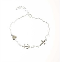 2pk -Bracelet Hrt/anchor/Cross F/h/l Silver Plated 7.5 Inches +1 Inches - (Pack of 2) 2pk -Bracelet Hrt/anchor/Cross F/h/l Silver Plated 7.5 Inches +1 Inches - (Pack of 2)