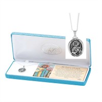 Necklace Silver Plated St Jude Oval Medal-18 Inches Necklace Silver Plated St Jude Oval Medal-18 Inches