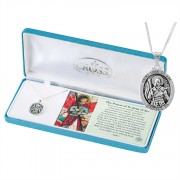Necklace Silver Plated Joan Of Arc Oval Medal-18