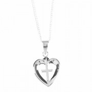 Necklace Silver Plated Heart/Cross-18 Inches Chain