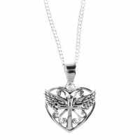 Necklace Silver Plated Heart/Cross/wings-18 Inches Chain Necklace Silver Plated Heart/Cross/wings-18 Inches Chain