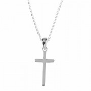 Necklace Silver Plated 11/16 Box Cross-18 Inches Chain