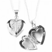 Necklace Silver Plated Heart/Cross Locket-18 Inches Chain