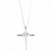 Necklace Silver Plated Cross/stone-18 Inches Chain