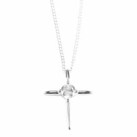 Necklace Silver Plated Cross/stone-18 Inches Chain