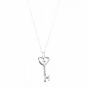Necklace Silver Plated Key/Heart/Cross-20 Inches Chain