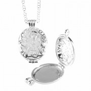 Necklace Silver Plated Oval Locket/angel-24 Inches Chain