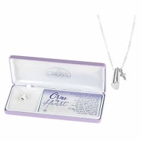 Necklace Cross My Heart/Cross Silver Plated 18 Chain