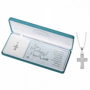 Necklace mother Of Pearl Cross Silver Plated 3/4 Inches -18 Inches C