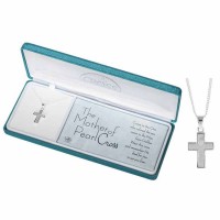 Necklace mother Of Pearl Cross Silver Plated 3/4 Inches -18 Inches C