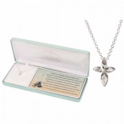 Necklace footsteps Petal Cross Silver Plated 16 Inches Ch