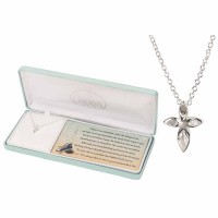 Necklace footsteps Petal Cross Silver Plated 16 Inches Ch