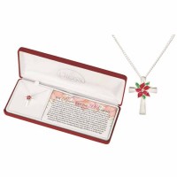 Necklace Flower Of Holy Night Cross Silver Plated 18 Inches Necklace Flower Of Holy Night Cross Silver Plated 18 Inches