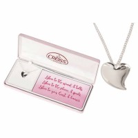 Necklace Heart 9/16 Silver Plated 18 Ch