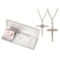 Necklace wedding Cross Set Silver Plated -18 Inches + 20 Inches Ch