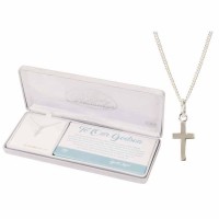Necklace to My Godson Box Cross Ss 1/2 Inches -13 Inches Ch
