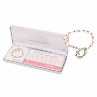 Bracelet-to Our Goddaught Wht/Pink Petal Cross