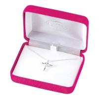 Necklace Silver Plated Apr. Birthday Cross-18 Inches Ch