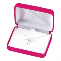 Necklace Silver Plated Aug. Birthday Cross-18 Inches Ch