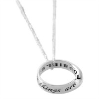 2pk -Necklace Silver Plated Matt19:26 Mobius Ring-18 Inches - (Pack of 2)