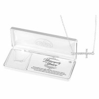 Necklace Silver Plated Sideways Cz Cross-18 Inches