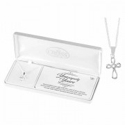 Necklace Open Round Cross Yy Silver Plated 18 Ch