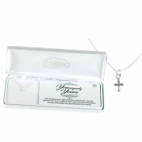 Necklace Baby Mini Puff Cross Yy Silver Plated 13 Inches Ch