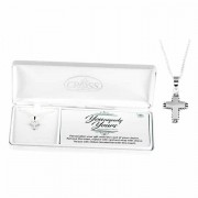 Necklace Baby Bud/box Cross Yy Silver Plated 13 Inches Chain