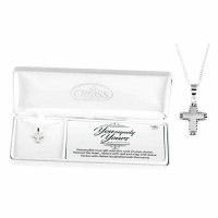 Necklace Baby Bud/box Cross Yy Silver Plated 13 Inches Chain