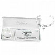 Bracelet Baby Cuff W/puff Cross Yy Silver Plated