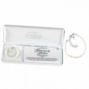 Bracelet Baby Puff Cross/whi Pearl Yy Silver Plated 4 Inches