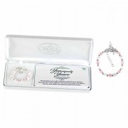 Bracelet Baby Whi/pNecklace Catseye W/Cross Yy Silver Plated