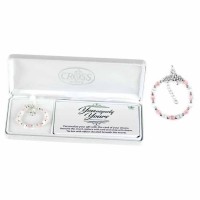 Bracelet Baby Whi/pNecklace Catseye W/Cross Yy Silver Plated