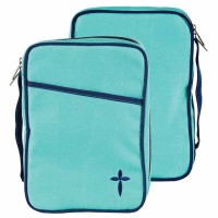 Bible Cover Cross Turq/navy Canvas Lg Print