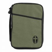 Bible Cover Black W/ Olive Cross Poly Thinline