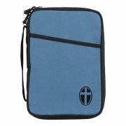 Bible Cover Black W/ Slate Blue Cross Poly Thinline