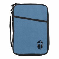 Bible Cover Black W/ Slate Blue Cross Poly Thinline