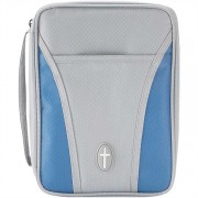 Large Blue/Gray Ribstop Sport Christian Book Covers