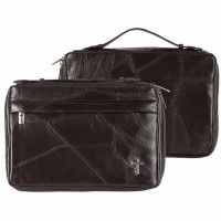 Bible Cover Patchwork Brown Leather Lg Print