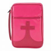 Bible Cover Youth Pink Cross Polyurethane Med