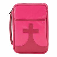 Bible Cover Youth Pink Cross Polyurethane Med