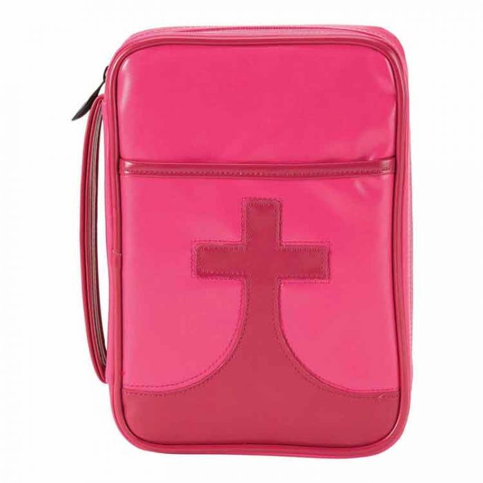 Bibles, Covers, Stands : Bible Cover Youth Pink Cross Polyurethane