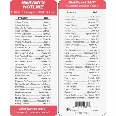 Bookmark Paper In Case of Emergency Pack of 12 - 603799443548 - BKM-45 Bookmark Paper In Case of Emergency Pack of 12 - 603799443548 - BKM-45
