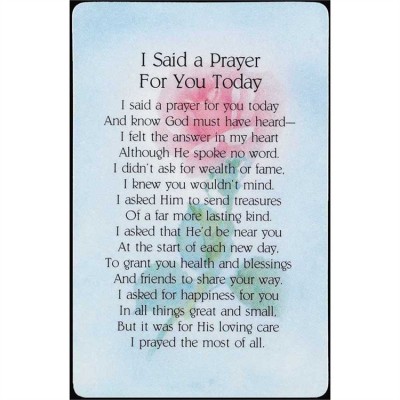 Bookmark A Prayer For You Pocket Card Pack of 12 - 603799162814 - BKM-459 Bookmark A Prayer For You Pocket Card Pack of 12 - 603799162814 - BKM-459
