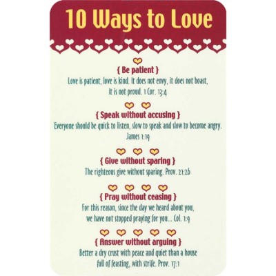 Bookmark Pocket Card Ten Ways To Love Pack of 12 - 603799448949 - BKM-9734