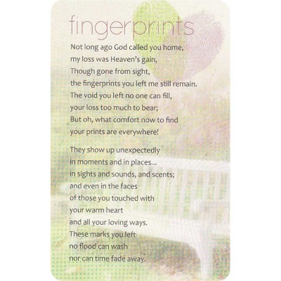 Bookmark Pocket Card Fingerprints (Pack of 12) - 603799501071 - BKM-9753